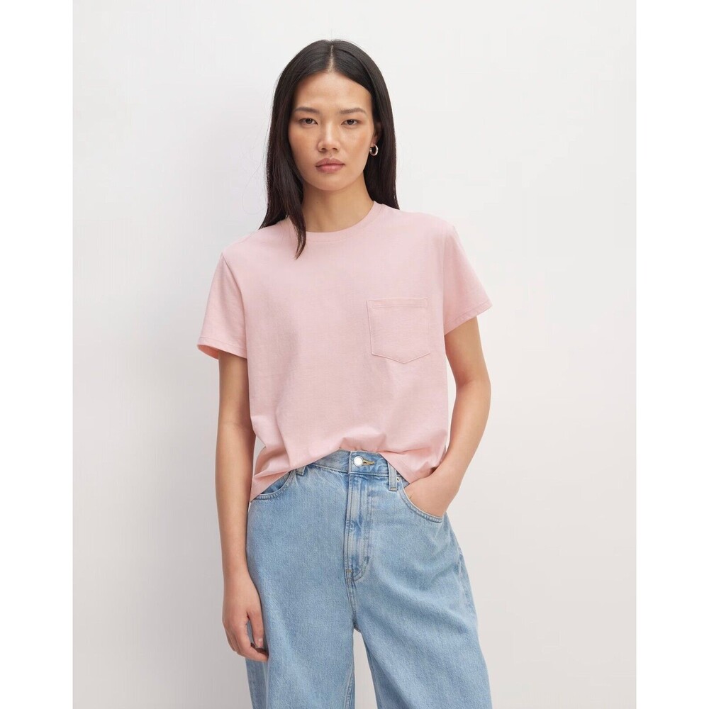 EVERLANE Box Cut Tee XXS Pocket Essential Cotton Rose Pink Casual Top  EUC B59
